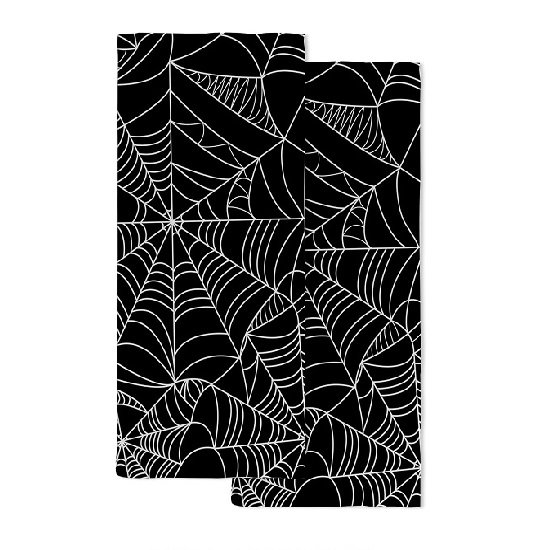 Black Spider Web Bathroom Hand Towels, 2-Pack 15*30 Inch Soft Highly Absorbent Hand Towels