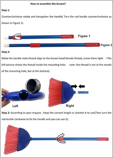 Small Broom - Portable Adjustable Handle Broom