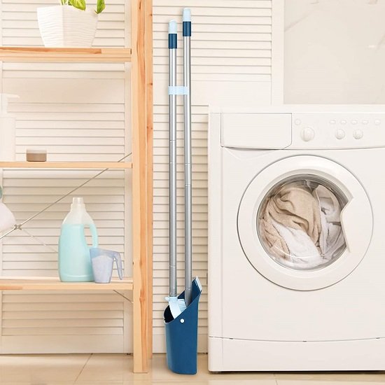 Upright Dustpan and Broom Set with 52" Long Retractable Handle