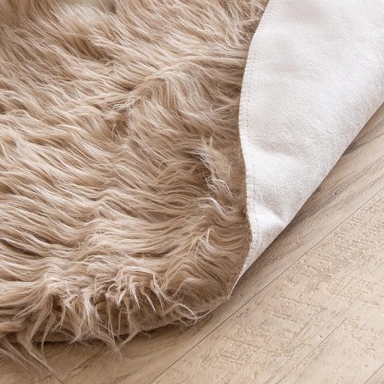 Super Soft Fluffy Faux Sheepskin Rug, Light Brown 4 x 6 Feet Sheepskin Rug