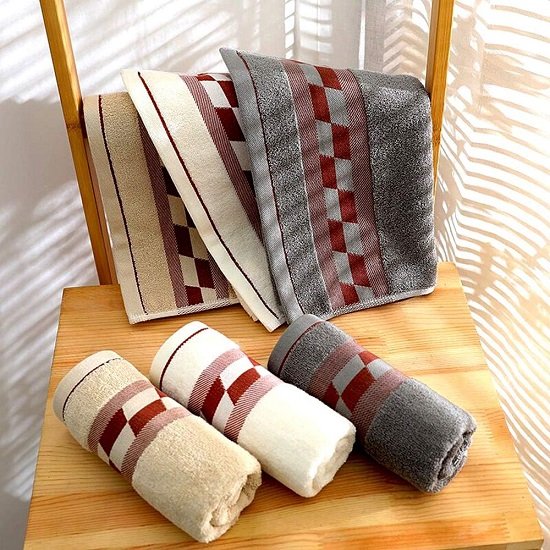 Bathroom Hand Towels 100% Cotton Super Soft Ring Spun Highly Absorbent and Durable, Size 14" x 29" 3-Pack (Grey+White+Khaki)