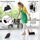 Long-Handed Dustpan and Broom Set, Upright Design, 54" Broom and 38" Dustpan Combination